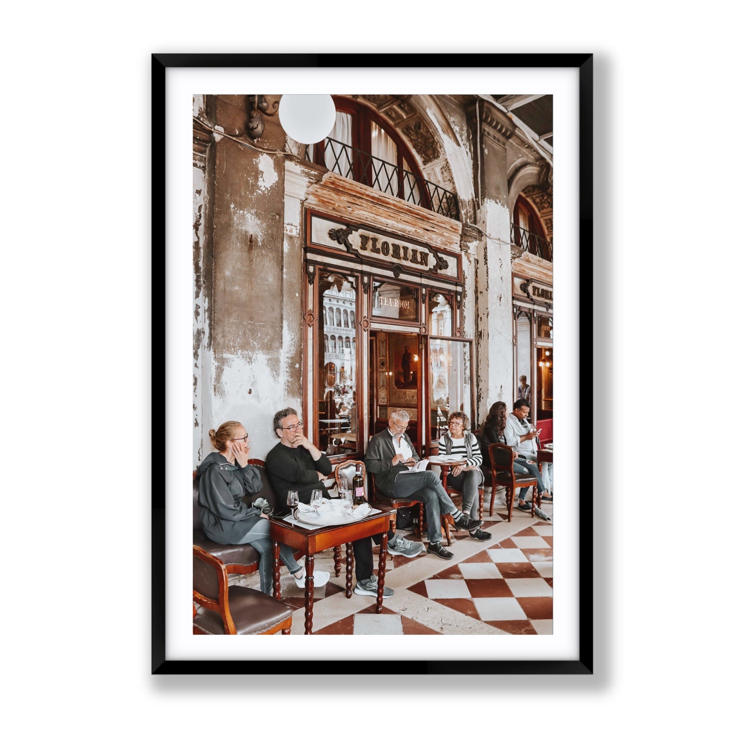 Tea Room Venice Italian wall art Gallery fine art print in black frame with matboard