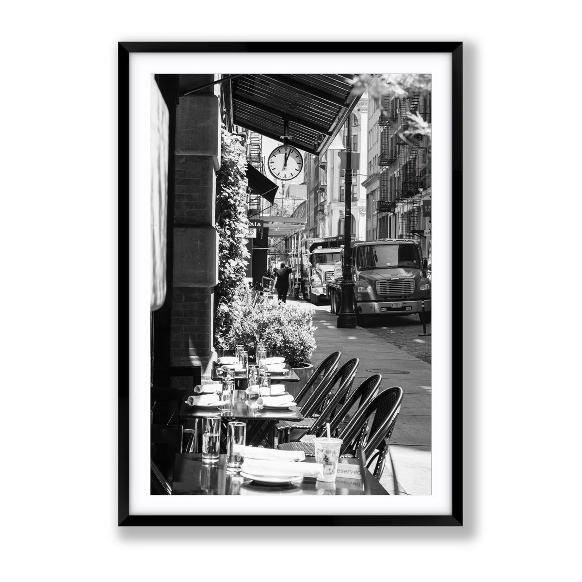 Mercer Street New York NYC Black & White wall art Gallery fine art print in black frame with matboard
