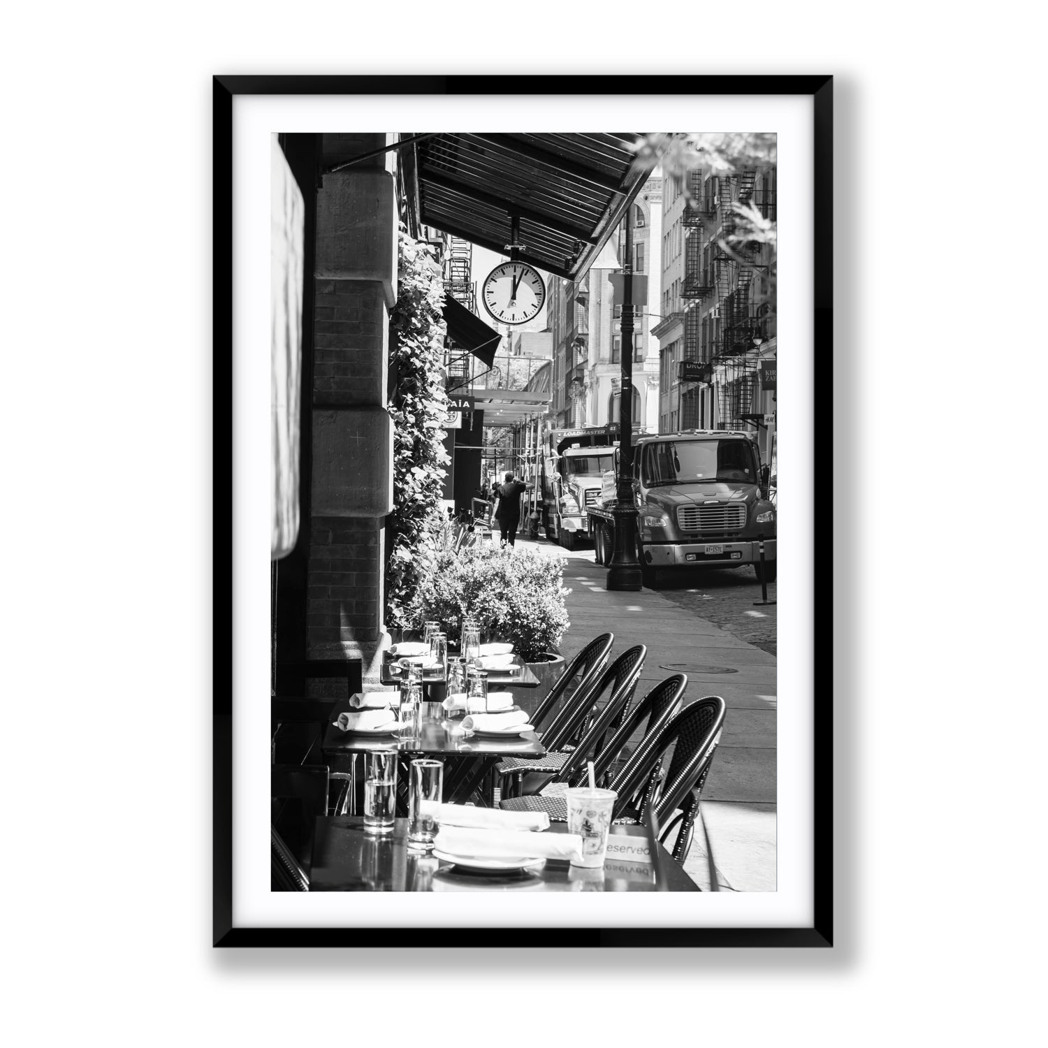 Mercer Street New York NYC Black & White wall art Gallery fine art print in black frame with matboard