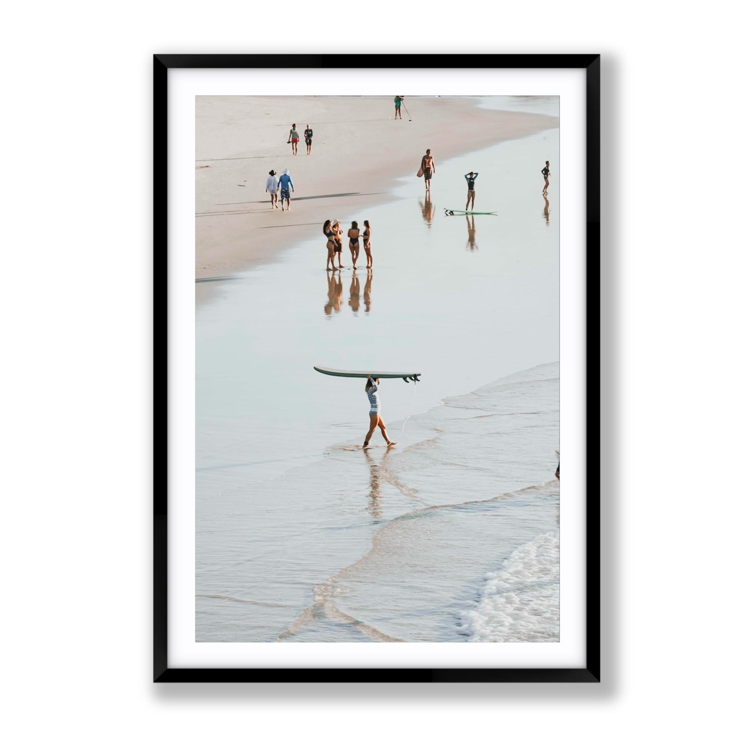 Bailey Byron Bay beach coastal decor wall art Gallery fine art print in black frame with matboard