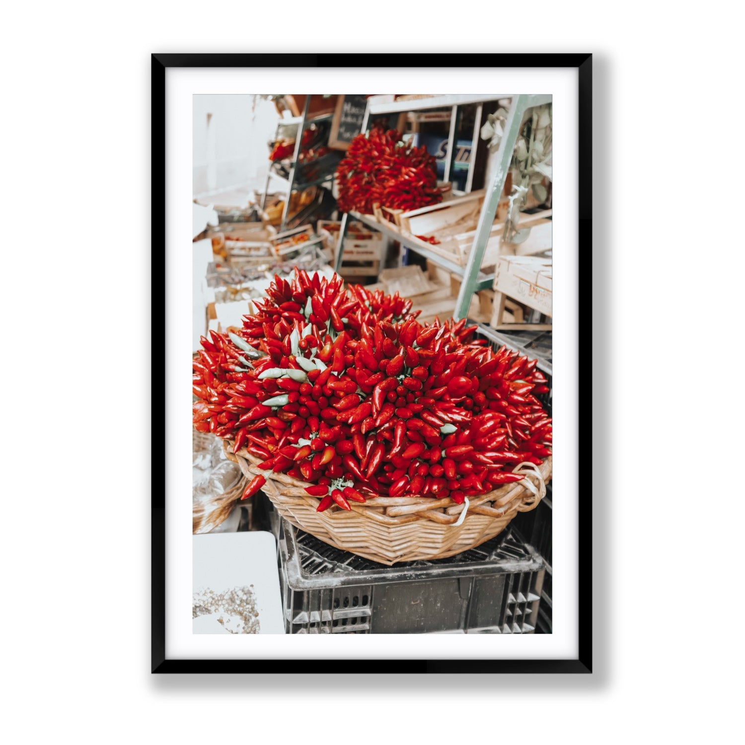 Spicy Bunch Puglia Italian wall art Gallery fine art print in black frame with matboard