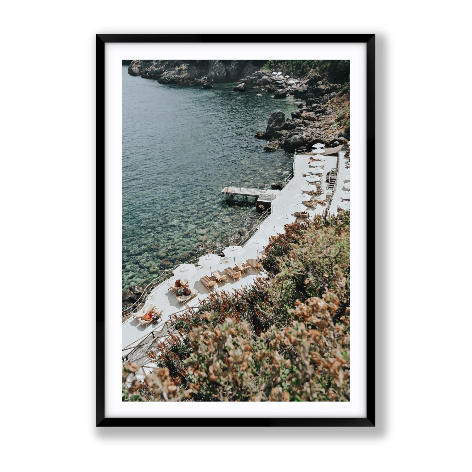 Go Beyond The Postcard Tuscany coastal wall art Gallery fine art print in black frame with matboard