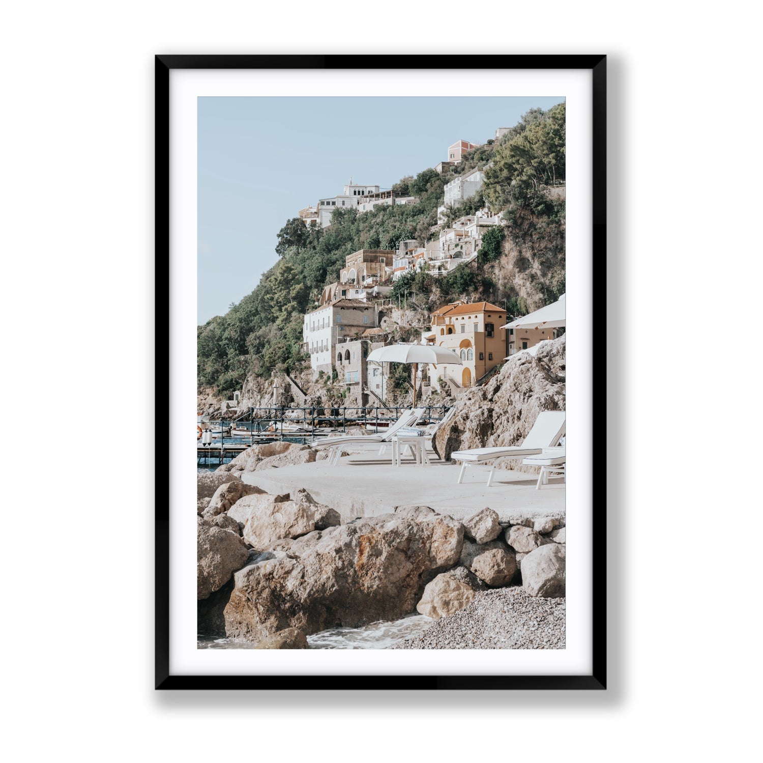 Dolce Coast Amalfi travel photography wall art gallery fine art print in black frame with matboard