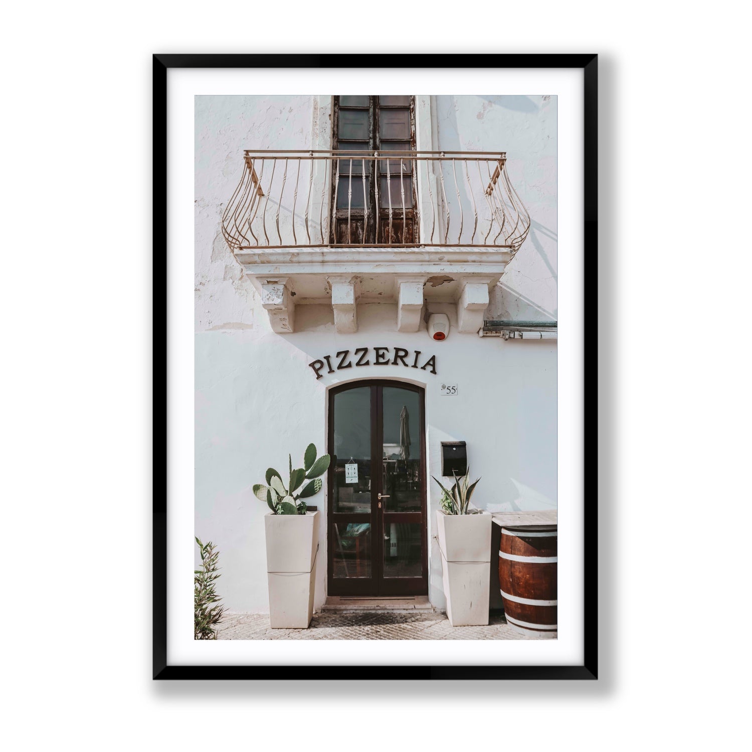 Pizzeria Puglia Italian wall art Gallery fine art print in black frame with matboard