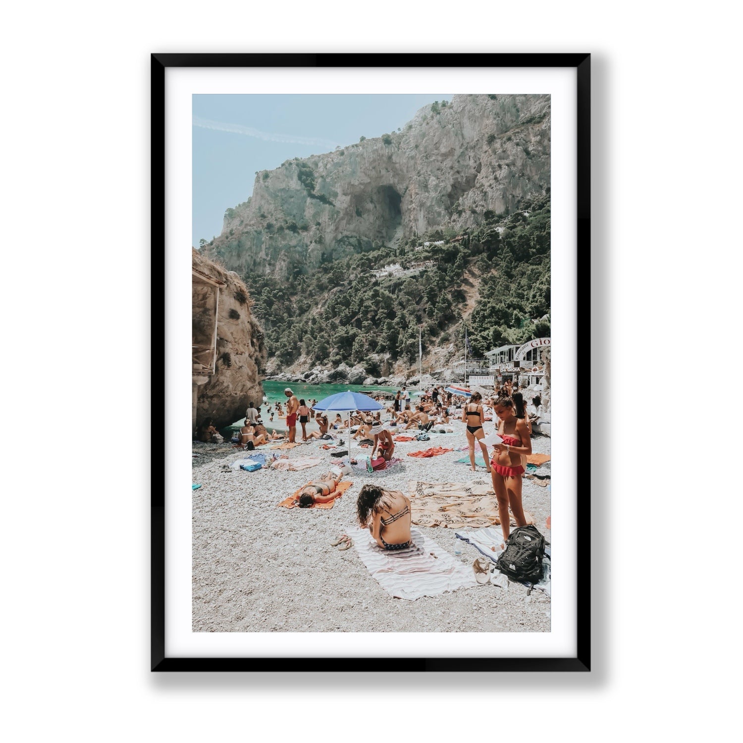 Marina Piccola Capri Mediterranean wall art Gallery fine art print in black frame with matboard