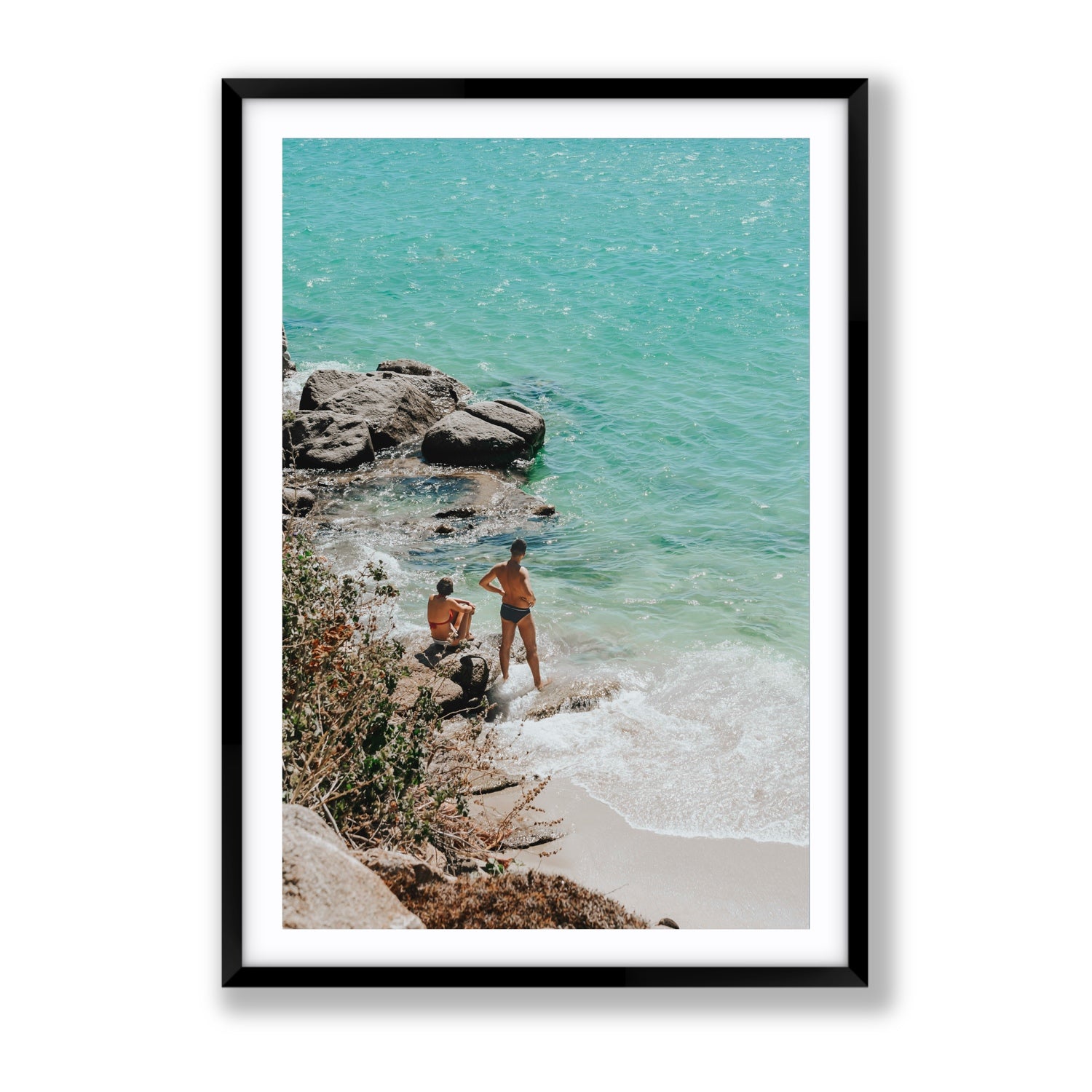 Scene Stealers Mykonos Greek island wall art Gallery fine art print in black frame with matboard