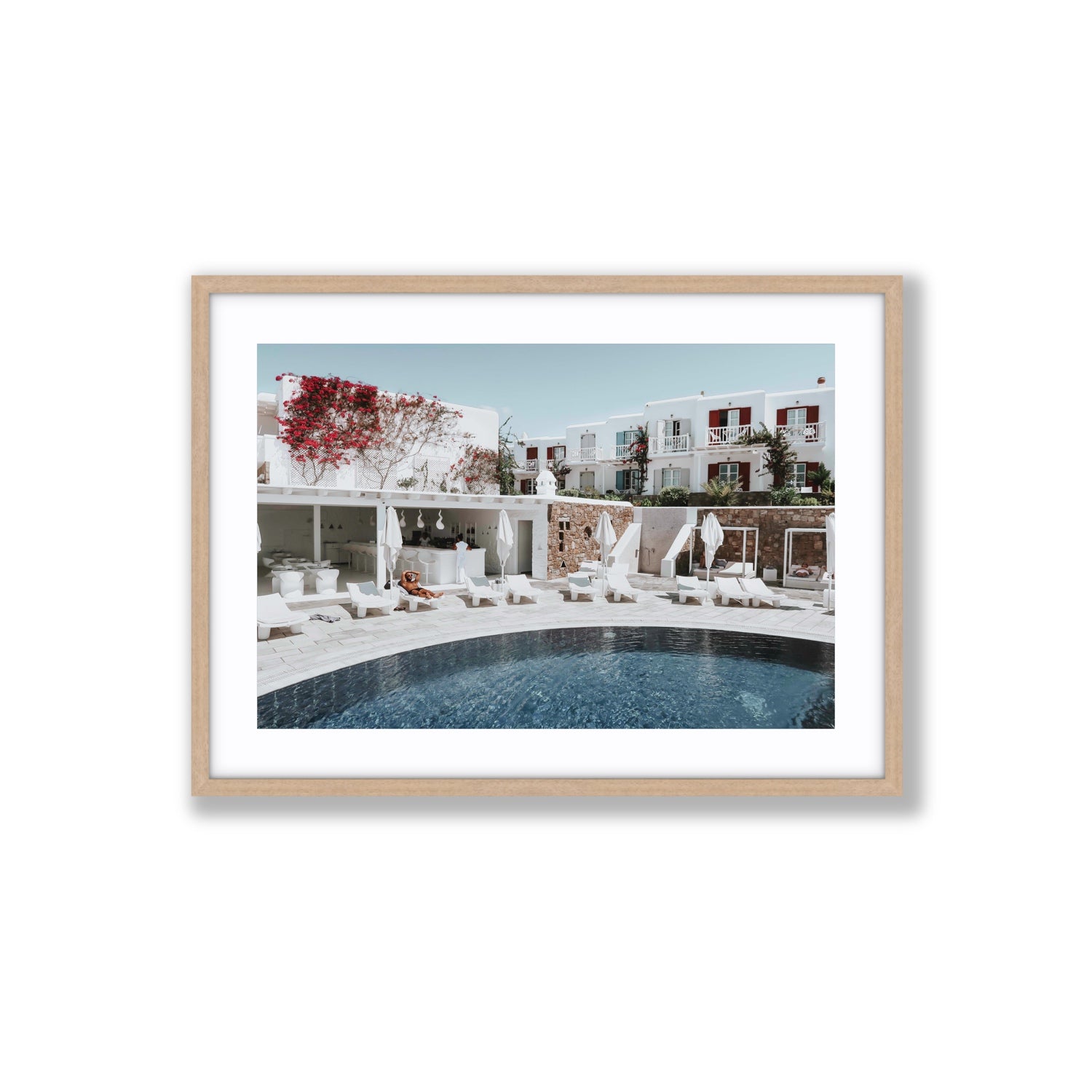 Got The First Lounge fine art print, Mykonos, Greece, Large, Natural Oak Frame · Matboard, Fine Art Print
