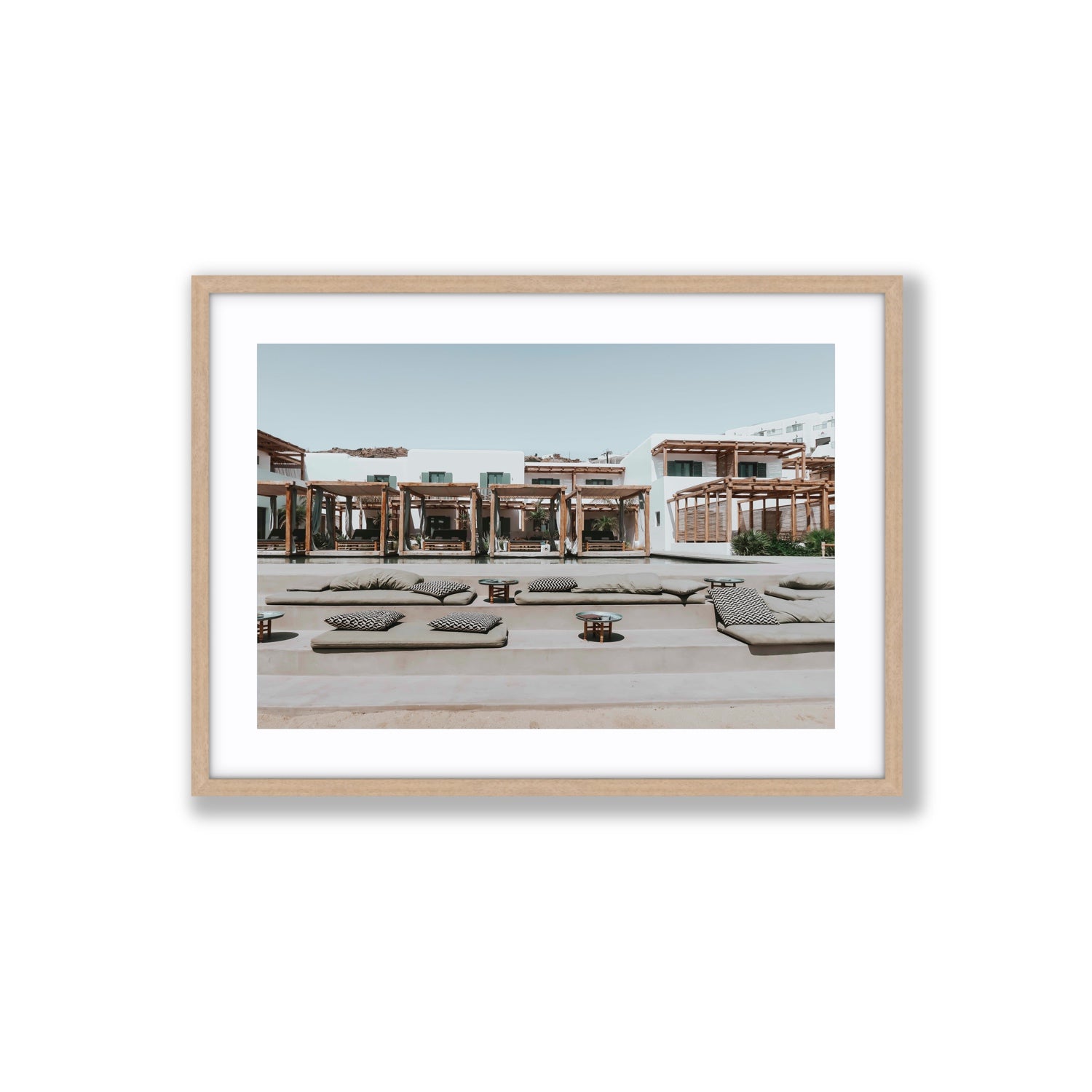 Platis Gialos fine art print, Mykonos, Greece, Large, Natural Oak Frame · Matboard, Fine Art Print