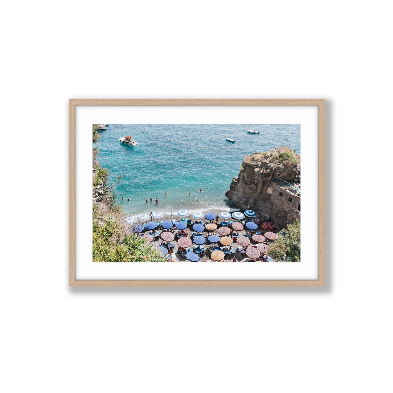 The Cove fine art print, Positano, Italy, Large, Natural Oak Frame · Matboard, Fine Art Print