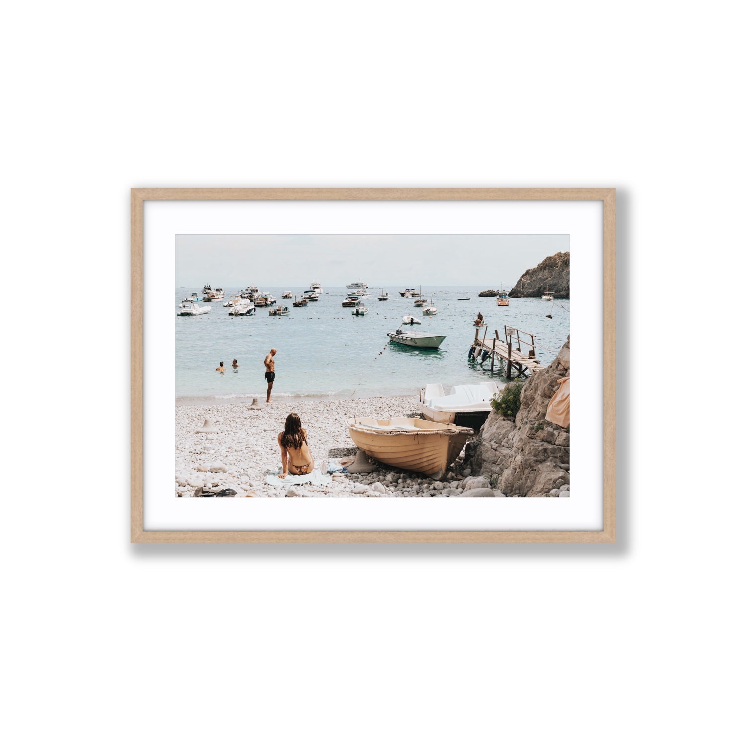 L'Osservatore Nerano wall art Large fine art print in natural oak frame with matboard