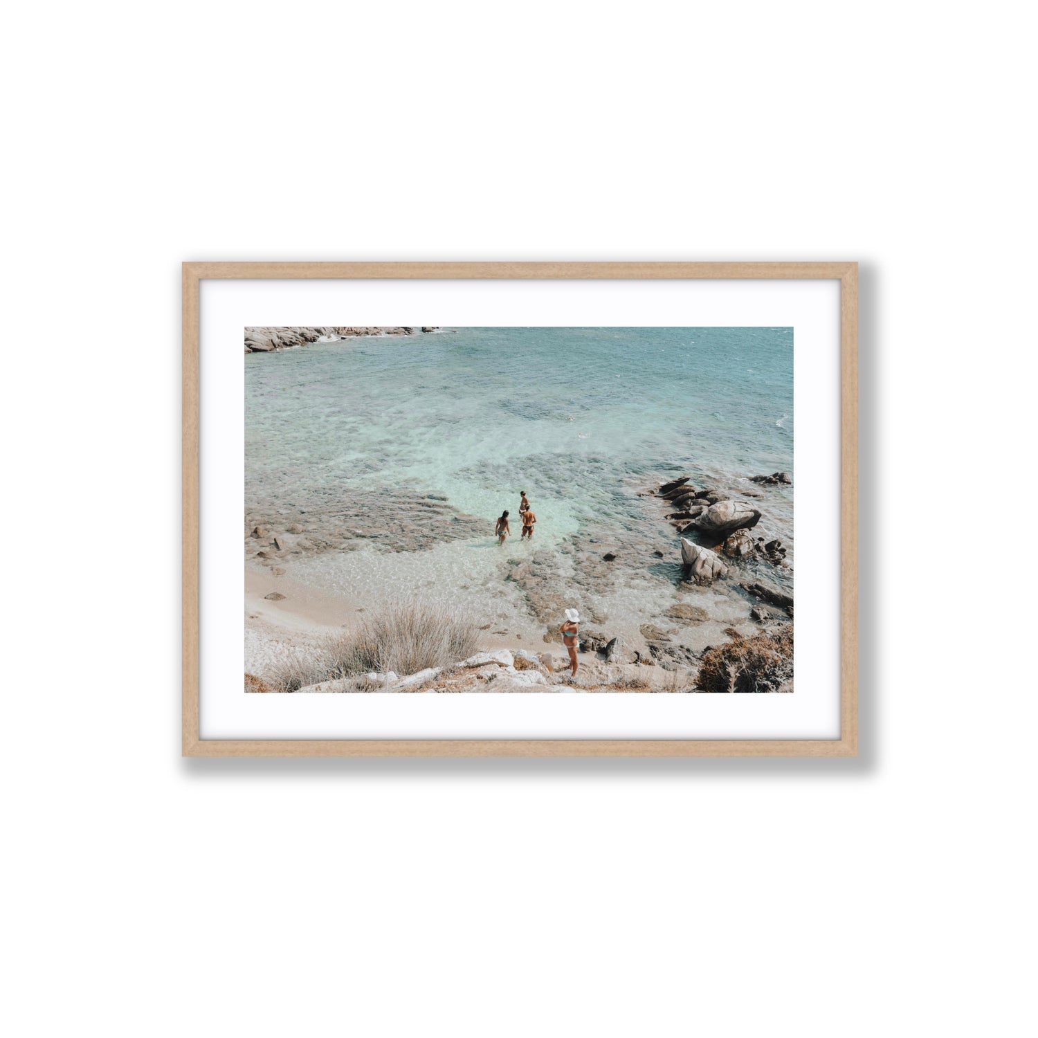 Easy On The Eyes Mykonos Greek island wall art Large fine art print in natural oak frame with matboard