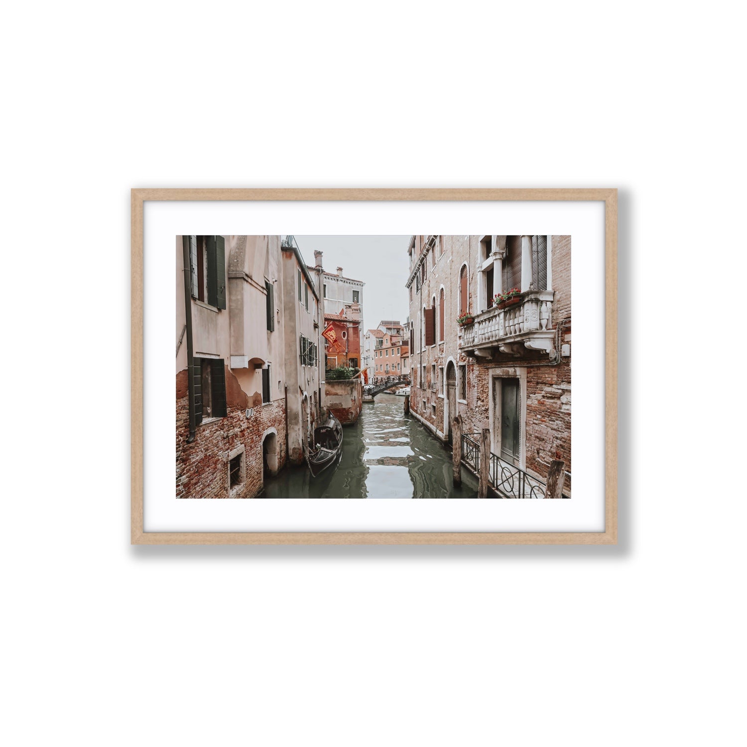 Venetian Gothic Venice Canal Italian wall art Large fine art print in natural oak frame with matboard