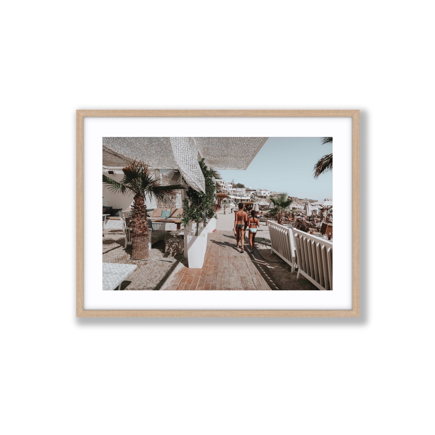 Mitera Kori Mykonos Greek island wall art Large fine art print in natural oak frame with matboard