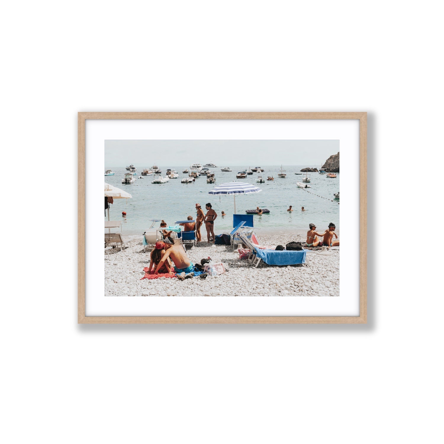 The Kiss Nerano wall art Large fine art print in natural oak frame with matboard