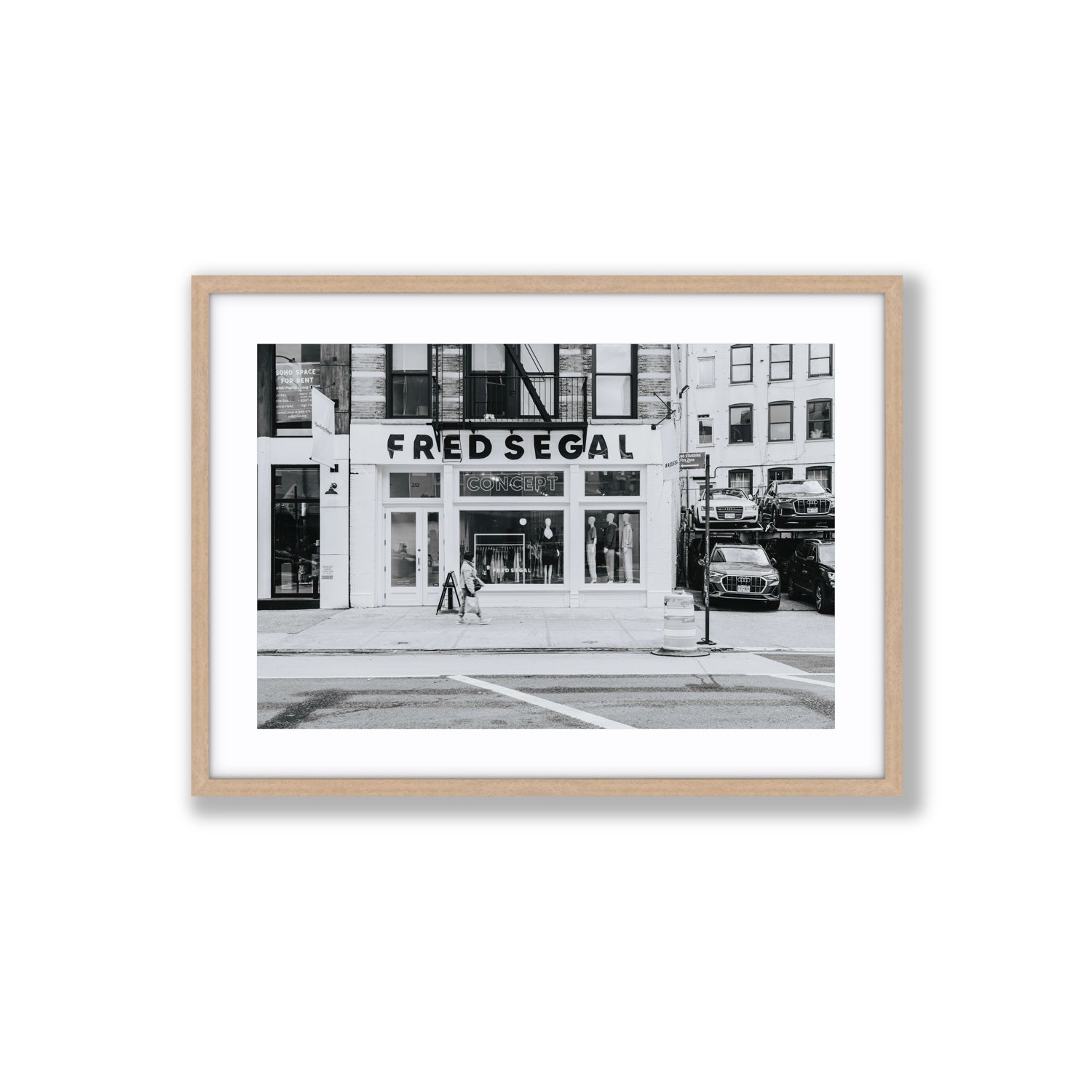 Noir York New York NYC Black & White wall art Large fine art print in natural oak frame with matboard