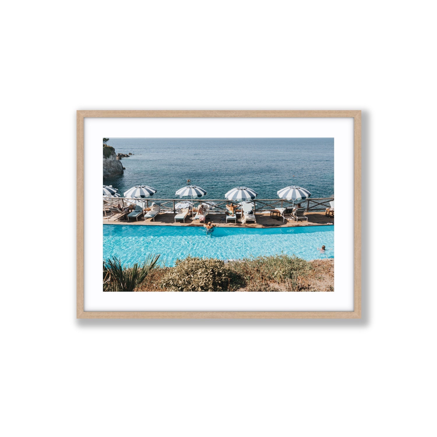 Hues Of Blues fine art print, Ischia, Italy, Large, Natural Oak Frame · Matboard, Fine Art Print