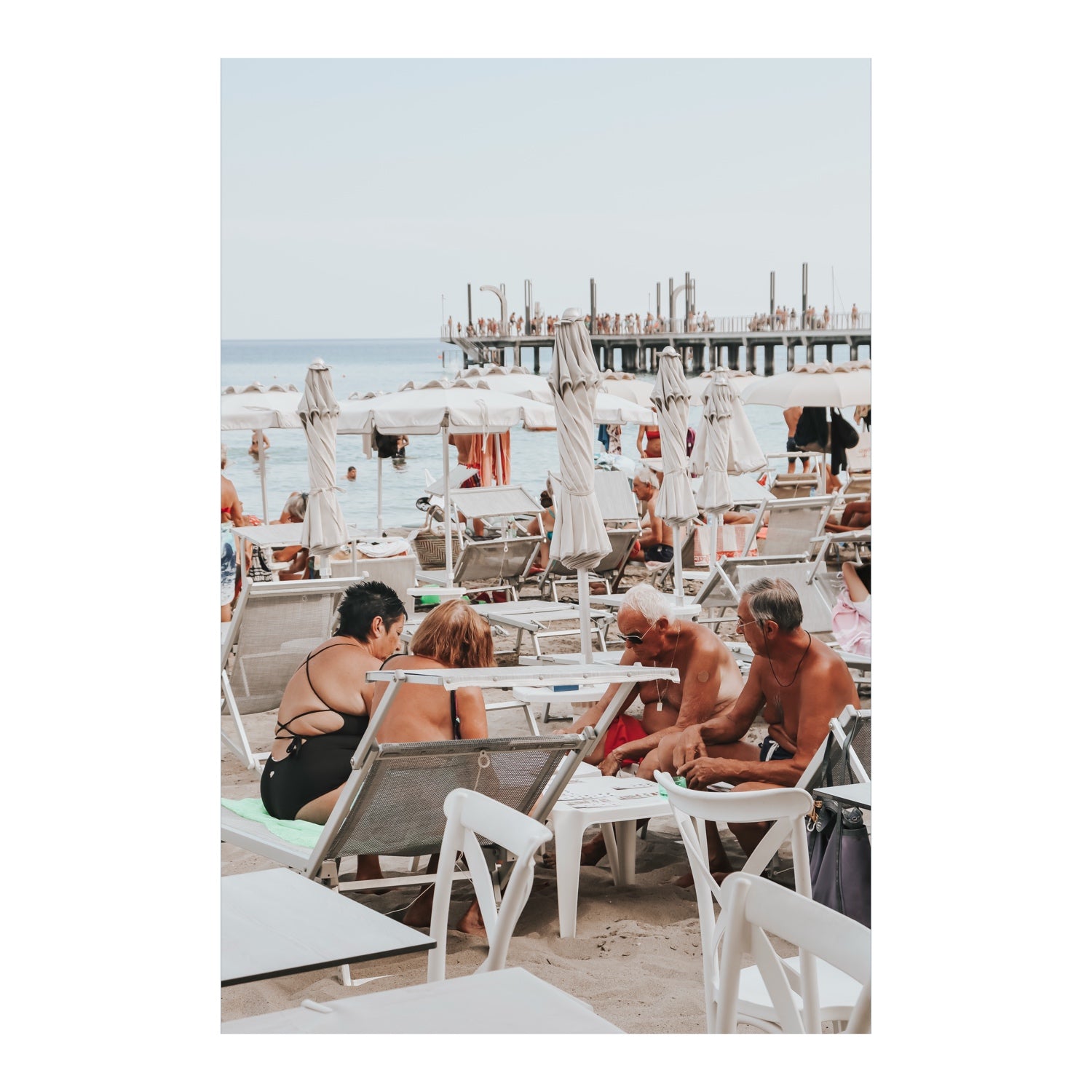 Full artwork view of Salted Shuffle fine art print, Alassio, Italy, people and locals artwork