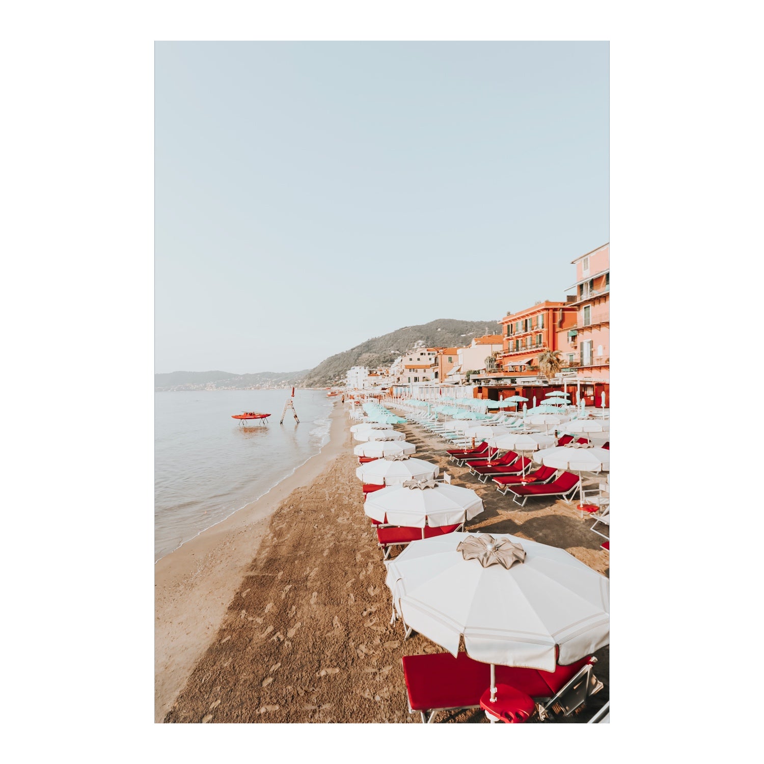 Full artwork view of Italian Riviera fine art print, Alassio, Italy, coastal scenes artwork