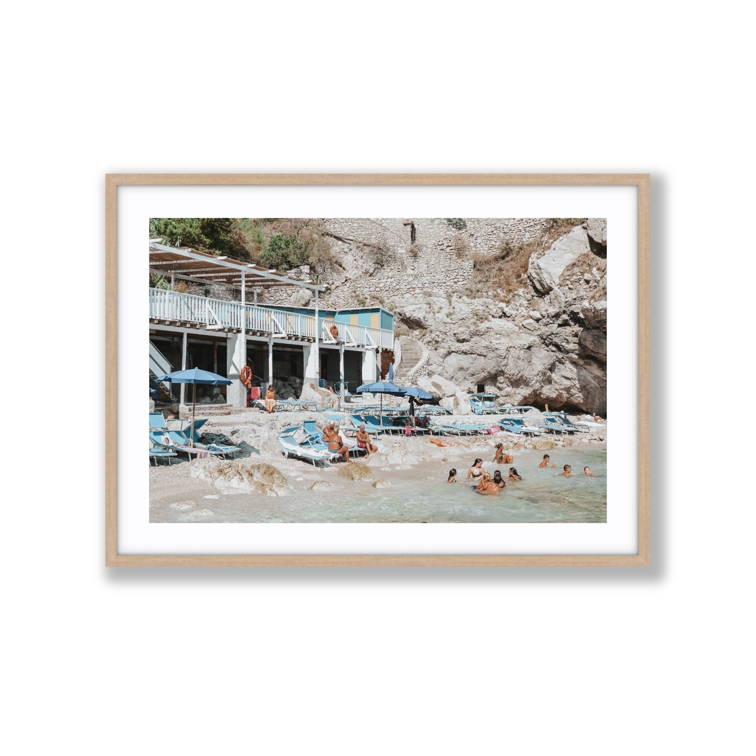 Beachside Bronze fine art print, Capri, Italy, Extra Large, Natural Oak Frame · Matboard, Fine Art Print