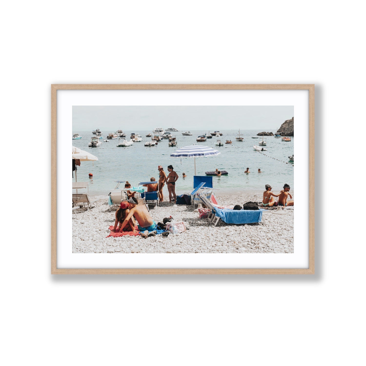The Kiss Nerano wall art Extra Large fine art print in natural oak frame with matboard