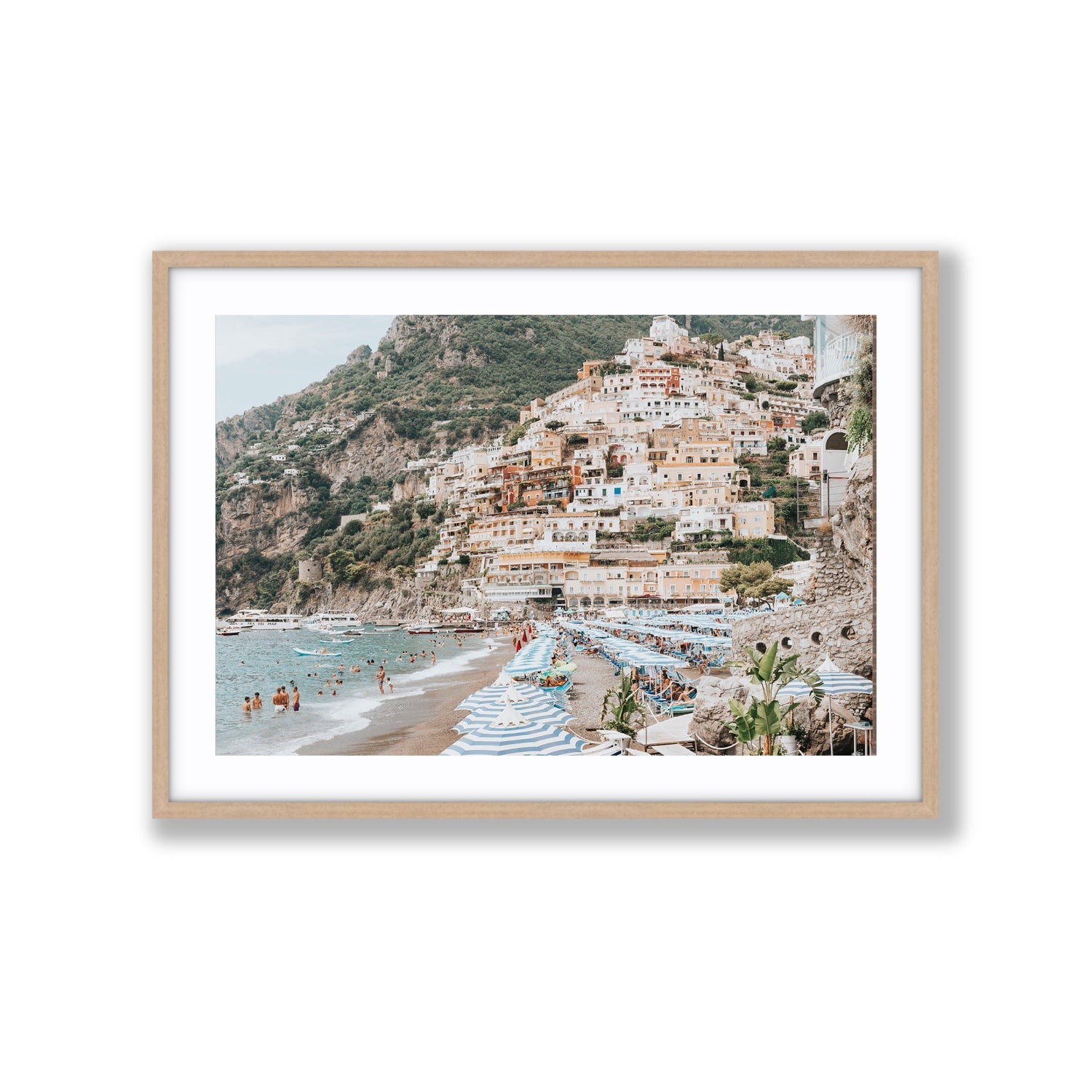 Villagio Sul Mare fine art print, Positano, Italy, Extra Large, Natural Oak Frame · Matboard, Fine Art Print