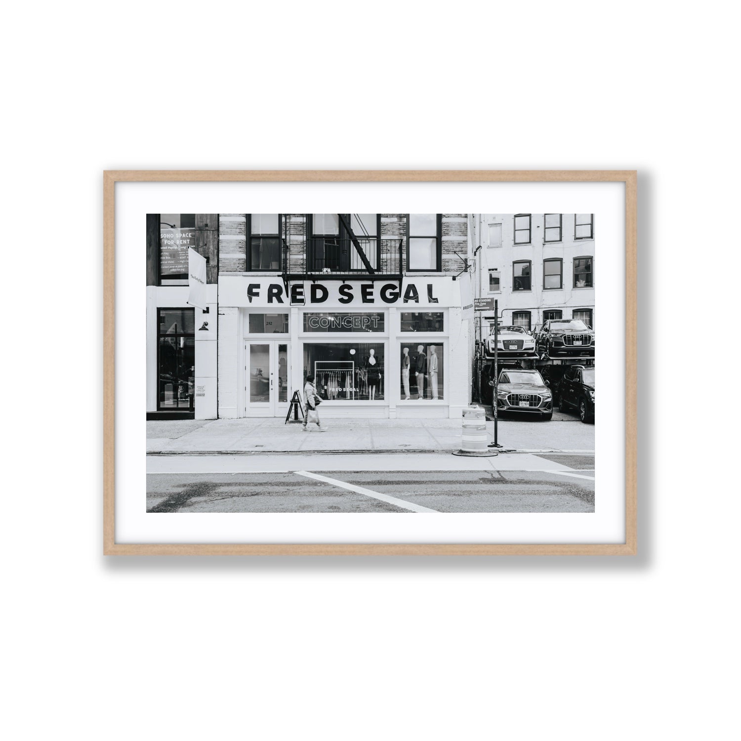Noir York New York NYC Black & White wall art Extra Large fine art print in natural oak frame with matboard