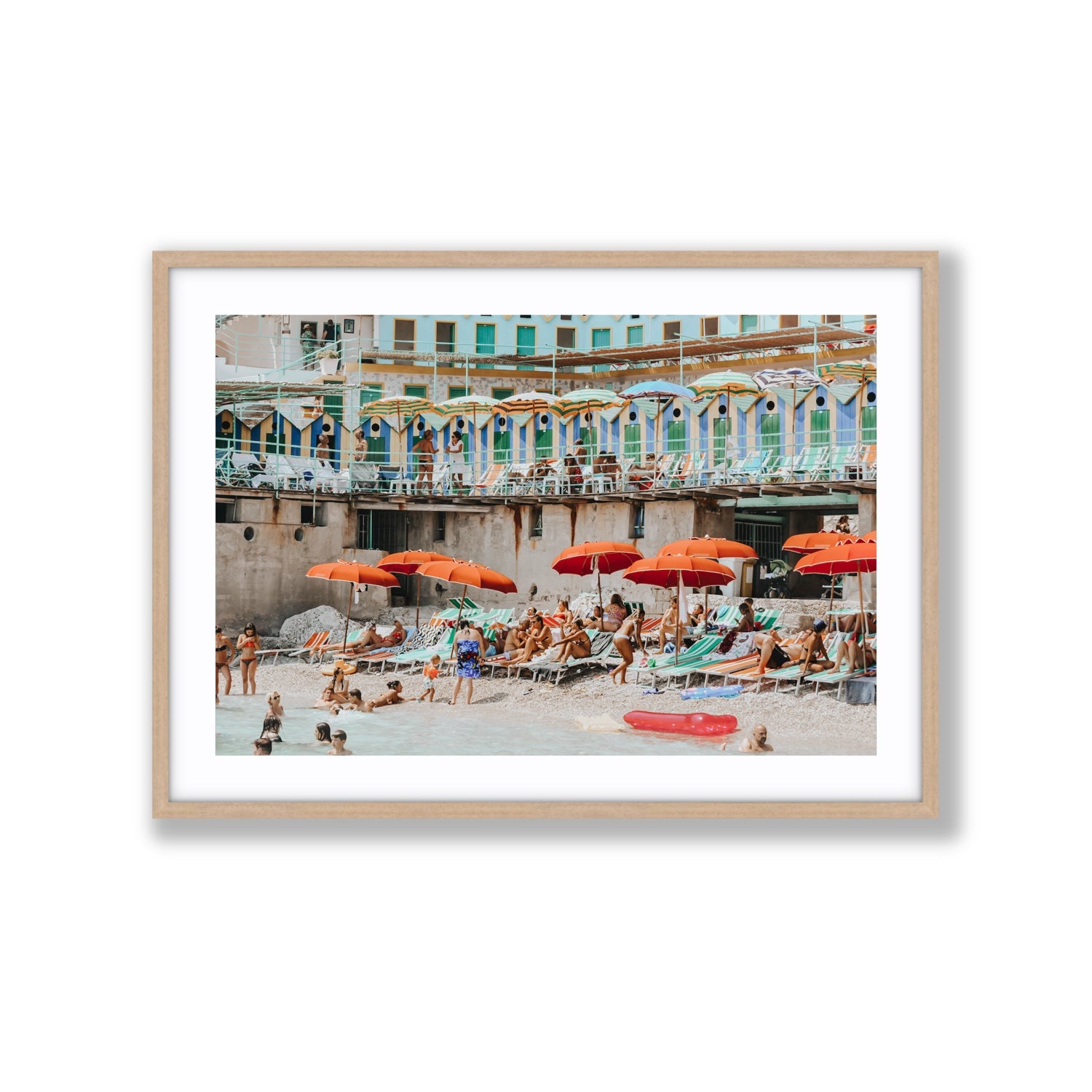 Umbrella Fiesta fine art print, Capri, Italy, Extra Large, Natural Oak Frame · Matboard, Fine Art Print
