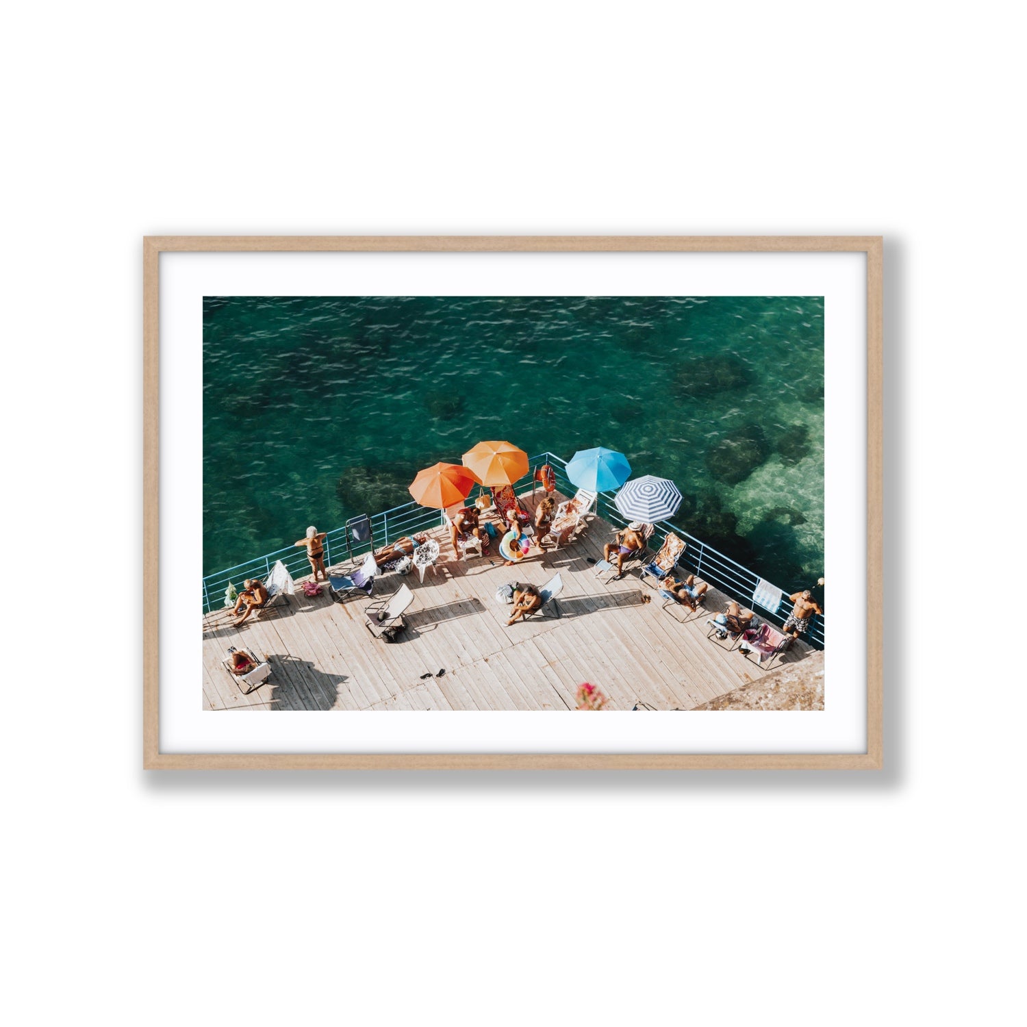 Il Dolce Far Niente Sorrento coastal wall art Extra Large fine art print in natural oak frame with matboard
