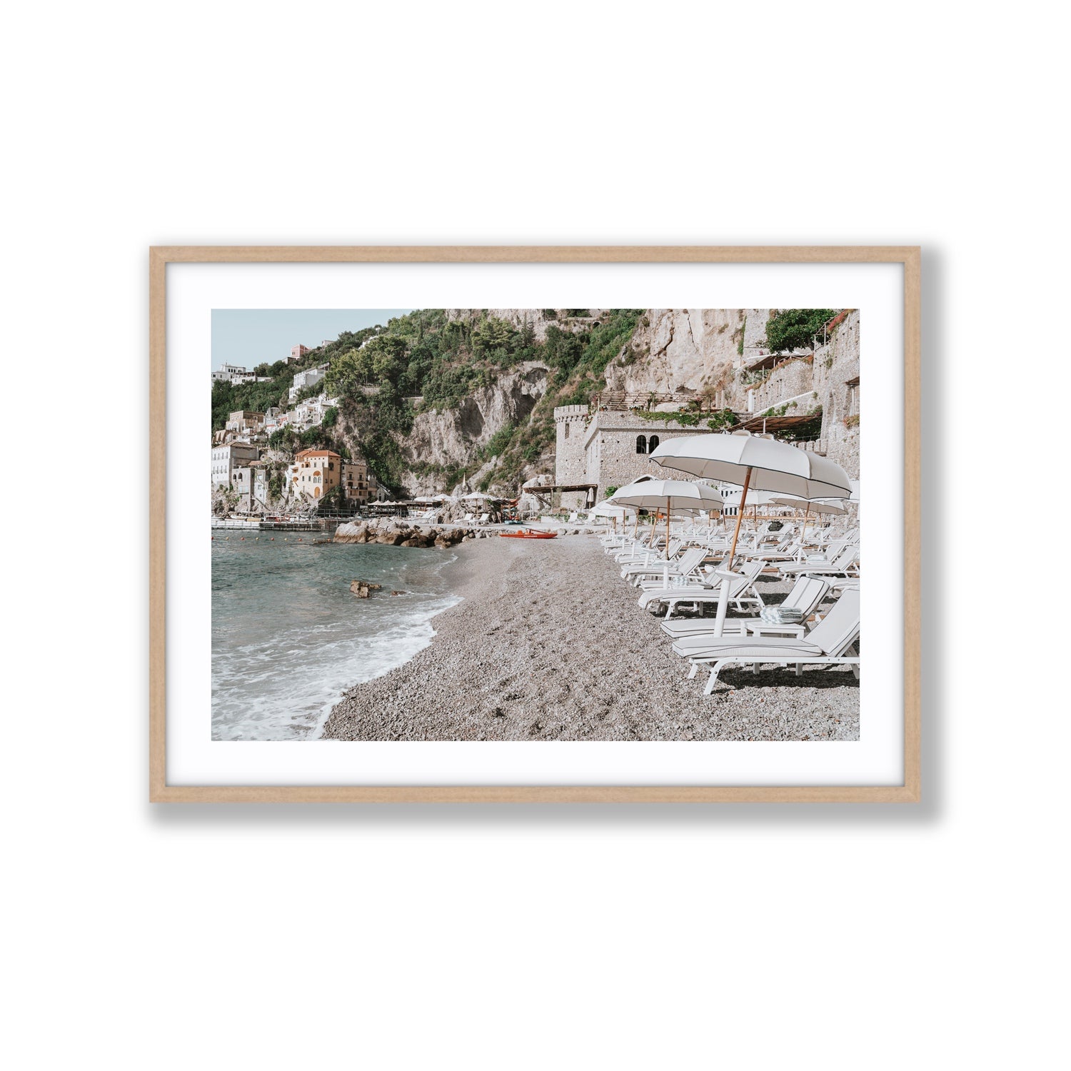 Borgo Santandrea fine art print, Amalfi, Italy, Extra Large, Natural Oak Frame · Matboard, Fine Art Print