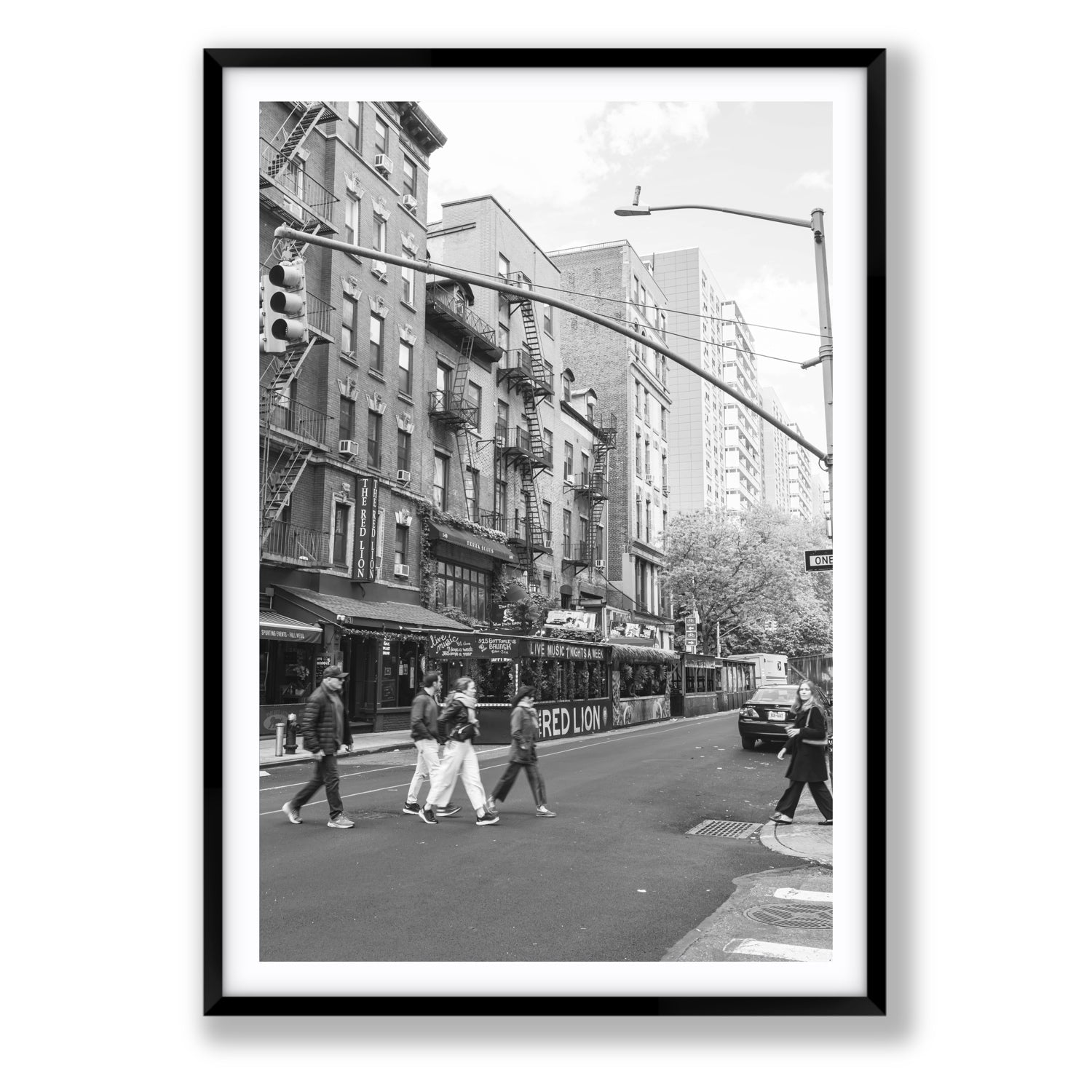Spectral Streets New York NYC Black & White wall art Statement fine art print in black frame with matboard
