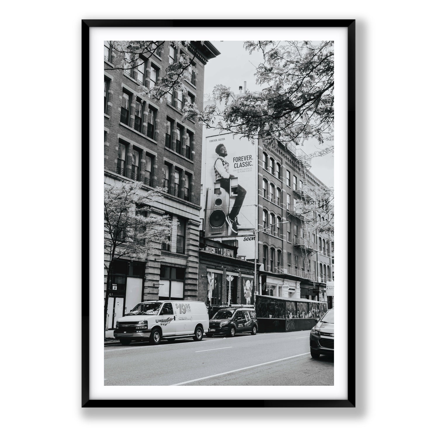 Forever Classic New York NYC Black & White wall art Statement fine art print in black frame with matboard