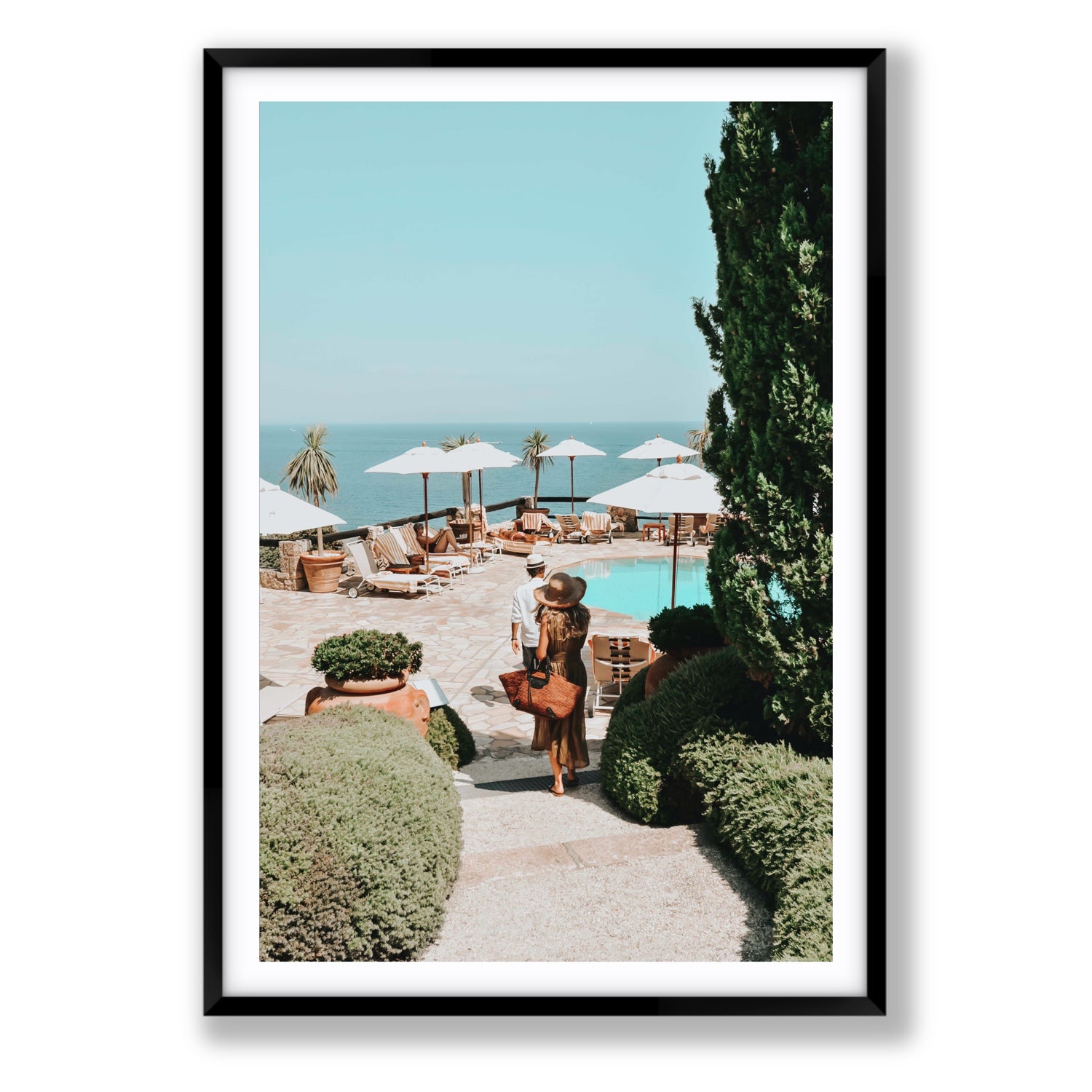 The World Is Your Catwalk Tuscany coastal wall art Statement fine art print in black frame with matboard