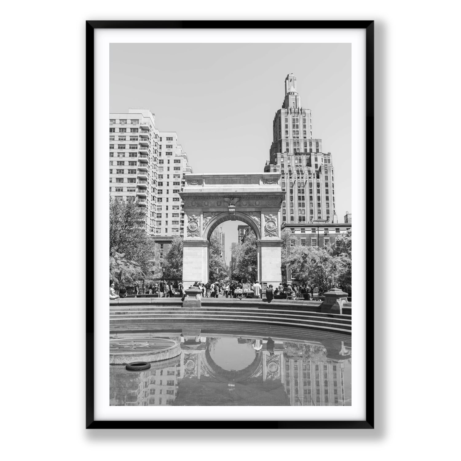 Washington Skyline New York NYC Black & White wall art Statement fine art print in black frame with matboard