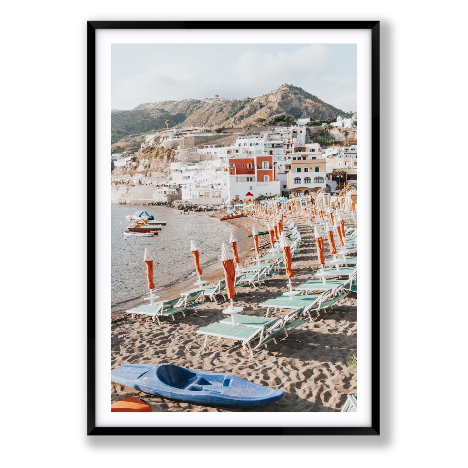L'Isola del Paradiso Ischia Mediterranean wall art Statement fine art print in black frame with matboard
