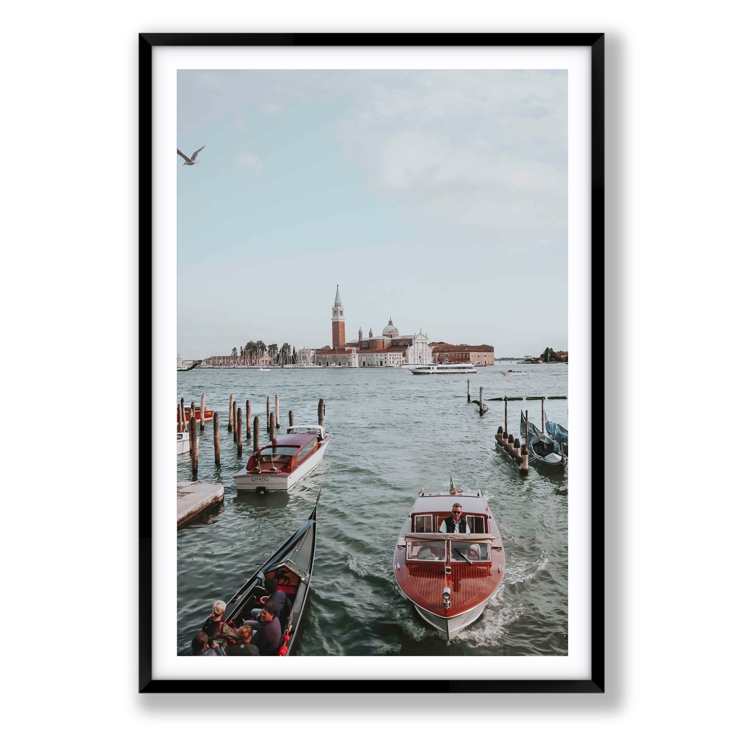 Galleggiante Venice Italian wall art Statement fine art print in black frame with matboard