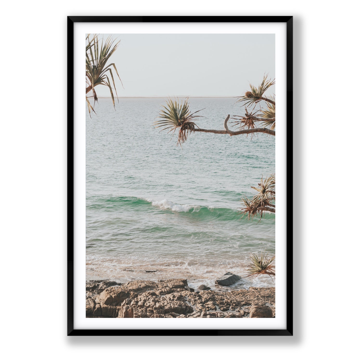 Good Vibrations fine art print, Noosa, Australia, coastal scenes artwork, Statement, Black Frame · Matboard, Fine Art Print