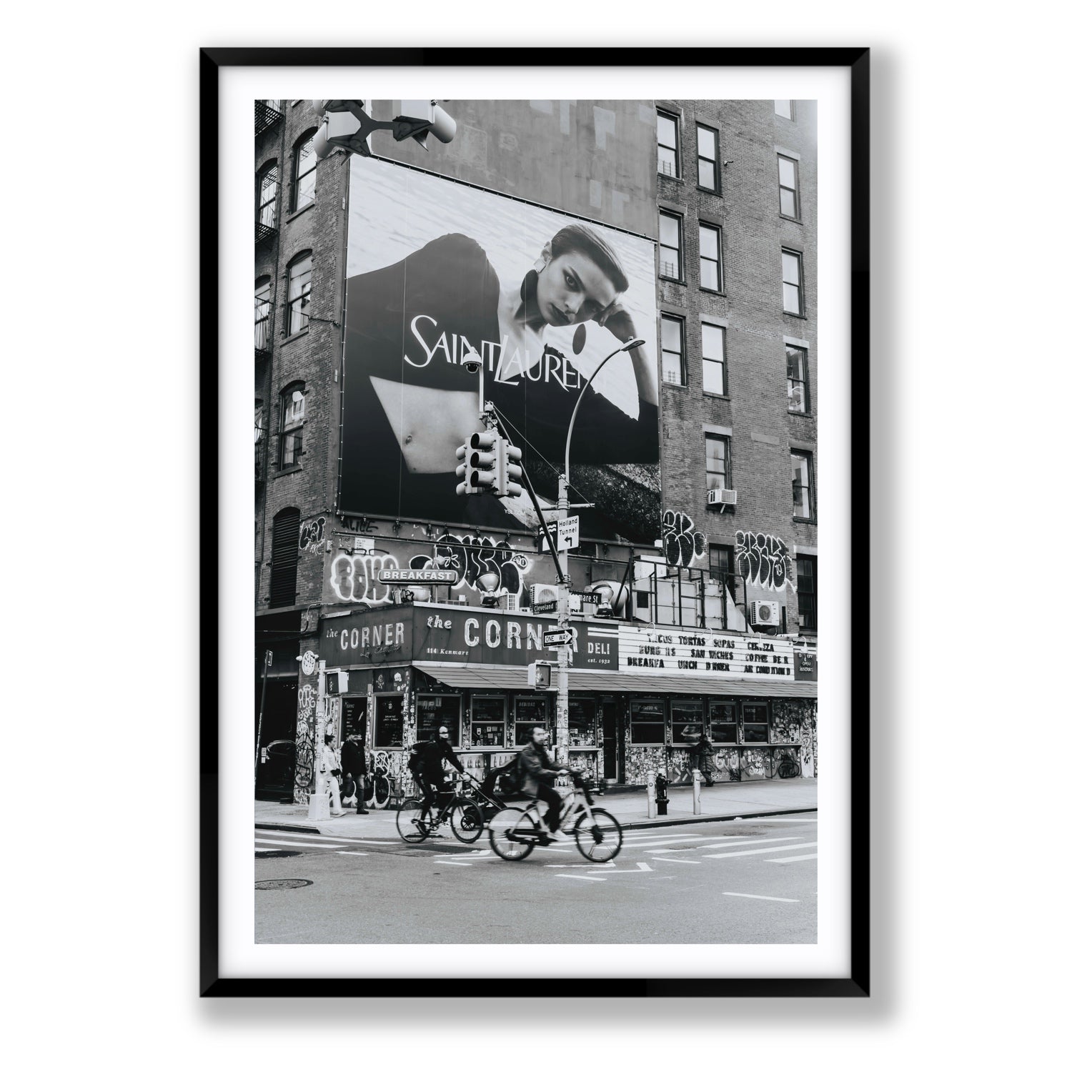 Runway To Rooftops New York NYC Black & White wall art Statement fine art print in black frame with matboard