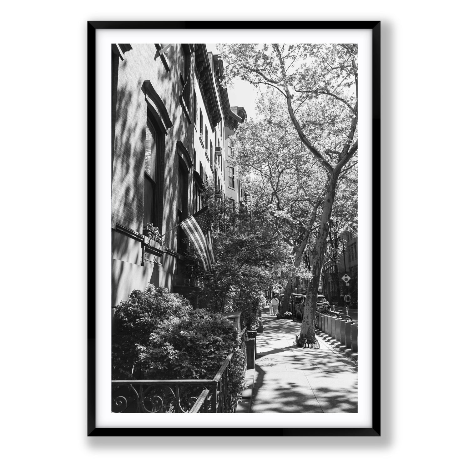 Urban Patriotism New York NYC Black & White wall art Statement fine art print in black frame with matboard