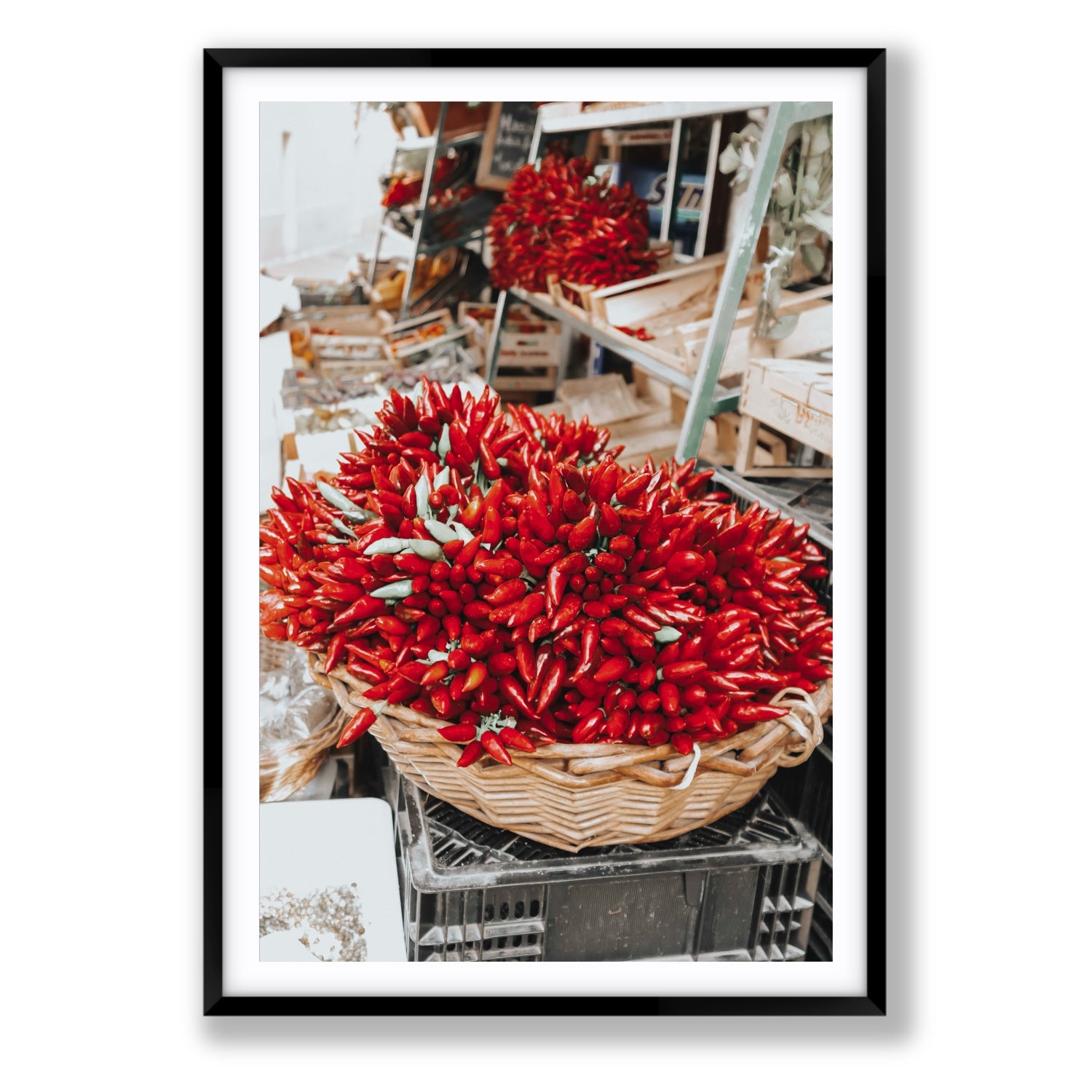 Spicy Bunch Puglia Italian wall art Statement fine art print in black frame with matboard