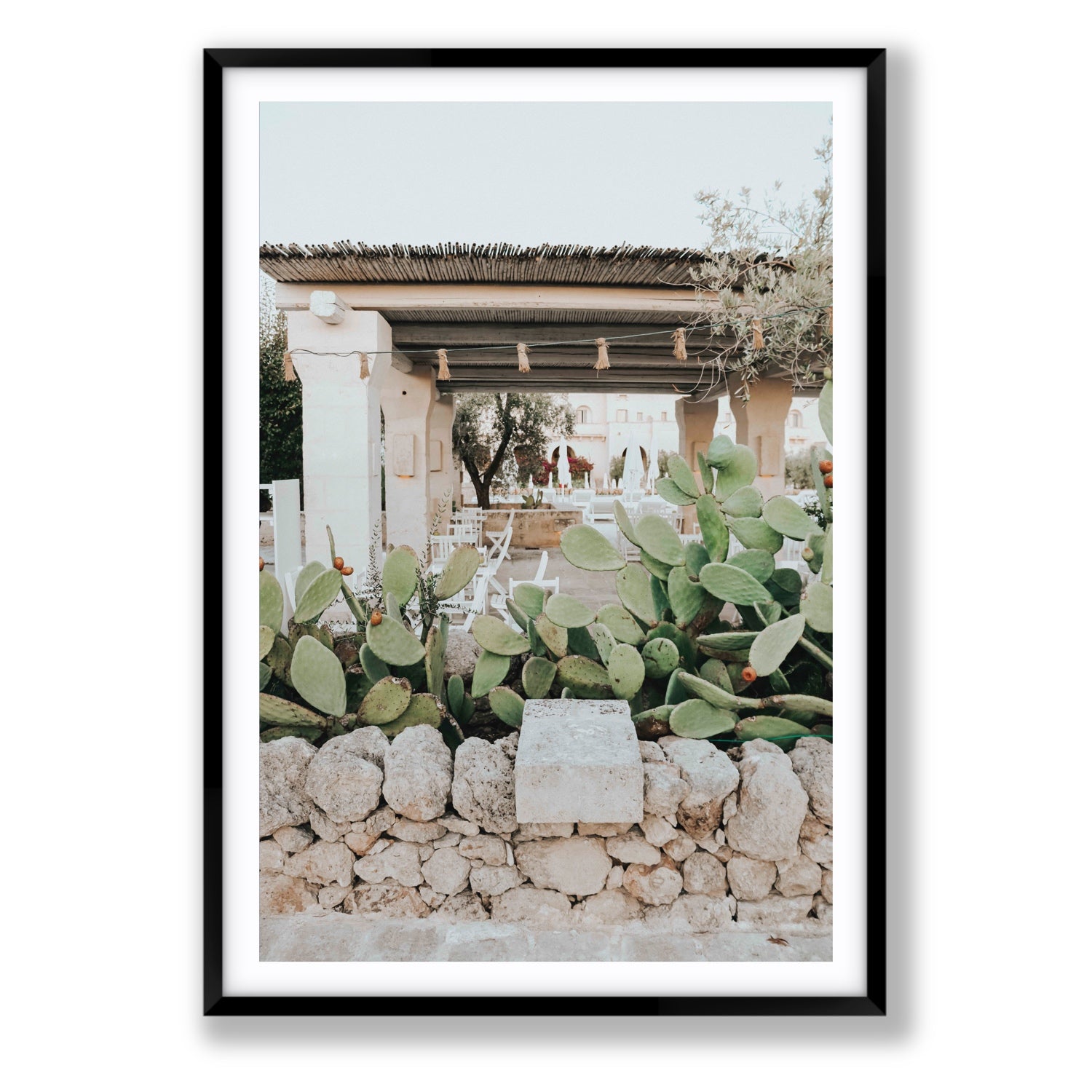 Puglia Flora Puglia Borgo Egnazia Mediterranean wall art Statement fine art print in black frame with matboard