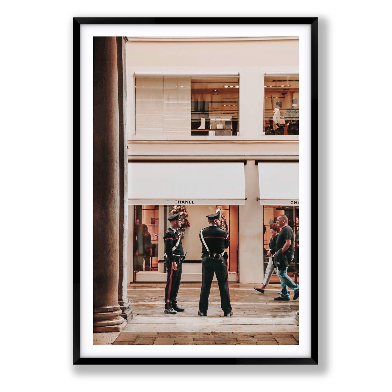 Style Police Venice Italian wall art Statement fine art print in black frame with matboard