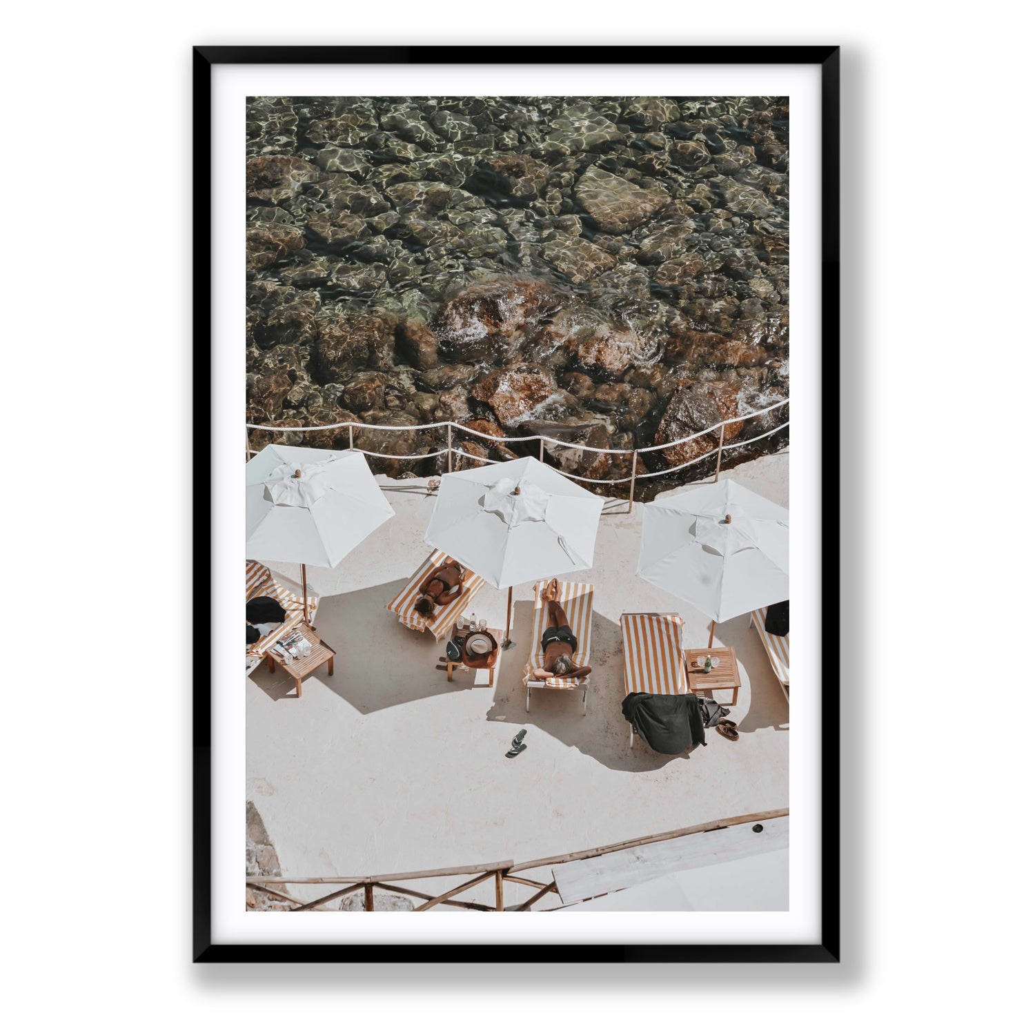 When Harry Met Sally Tuscany coastal wall art Statement fine art print in black frame with matboard