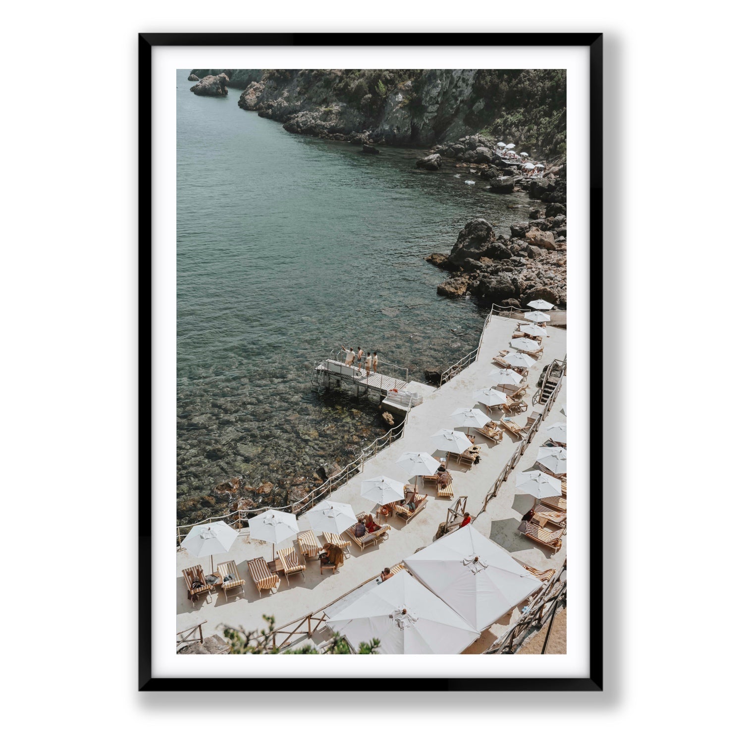Pier Perspectives Tuscany coastal Italian wall art Statement fine art print in black frame with matboard
