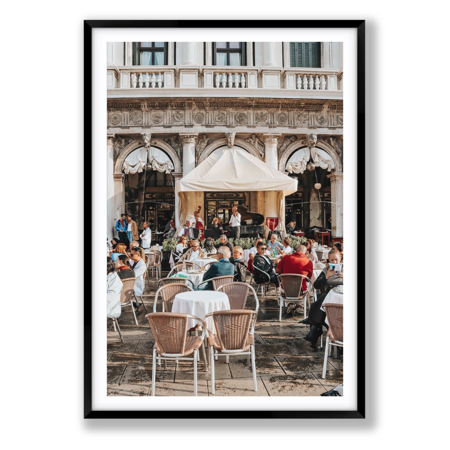 Piazza San Marco Venice Italian wall art Statement fine art print in black frame with matboard