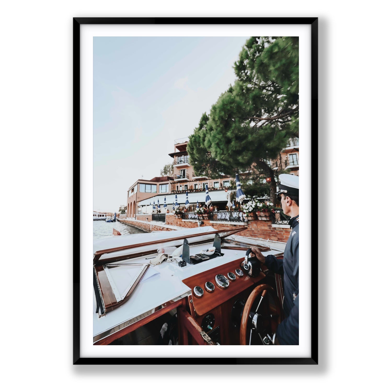 The Driver Venice Canal Italian wall art Statement fine art print in black frame with matboard