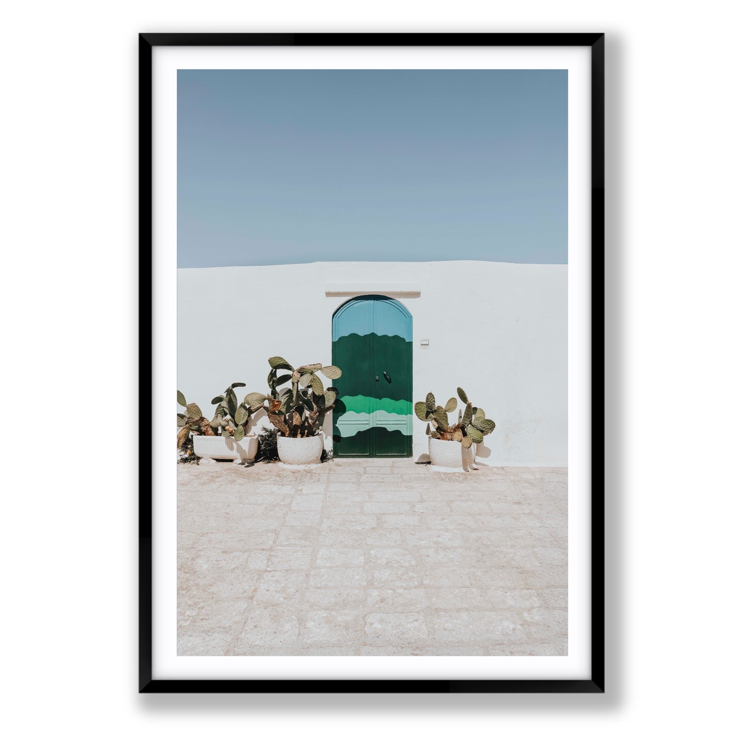 Imaginary Exit Puglia Mediterranean wall art Statement fine art print in black frame with matboard