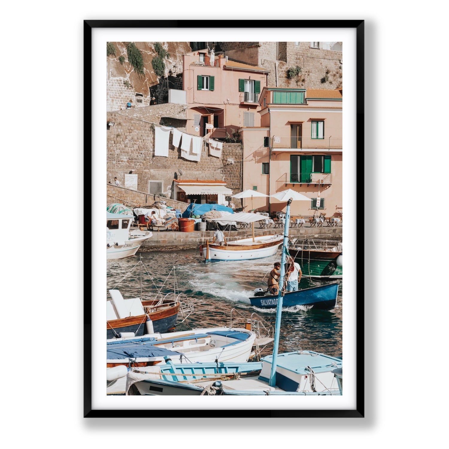 Coastal Carousel fine art print, Sorrento, Italy, Statement, Black Frame · Matboard, Fine Art Print