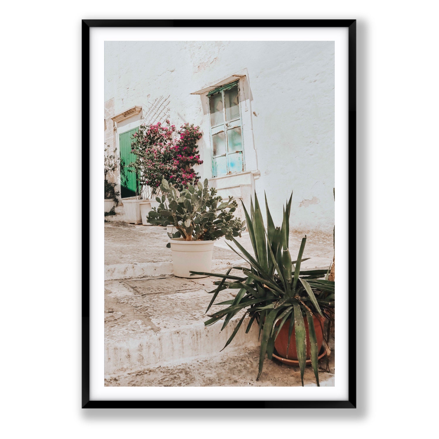 Giardino Segreto Puglia Ostuni wall art Statement fine art print in black frame with matboard