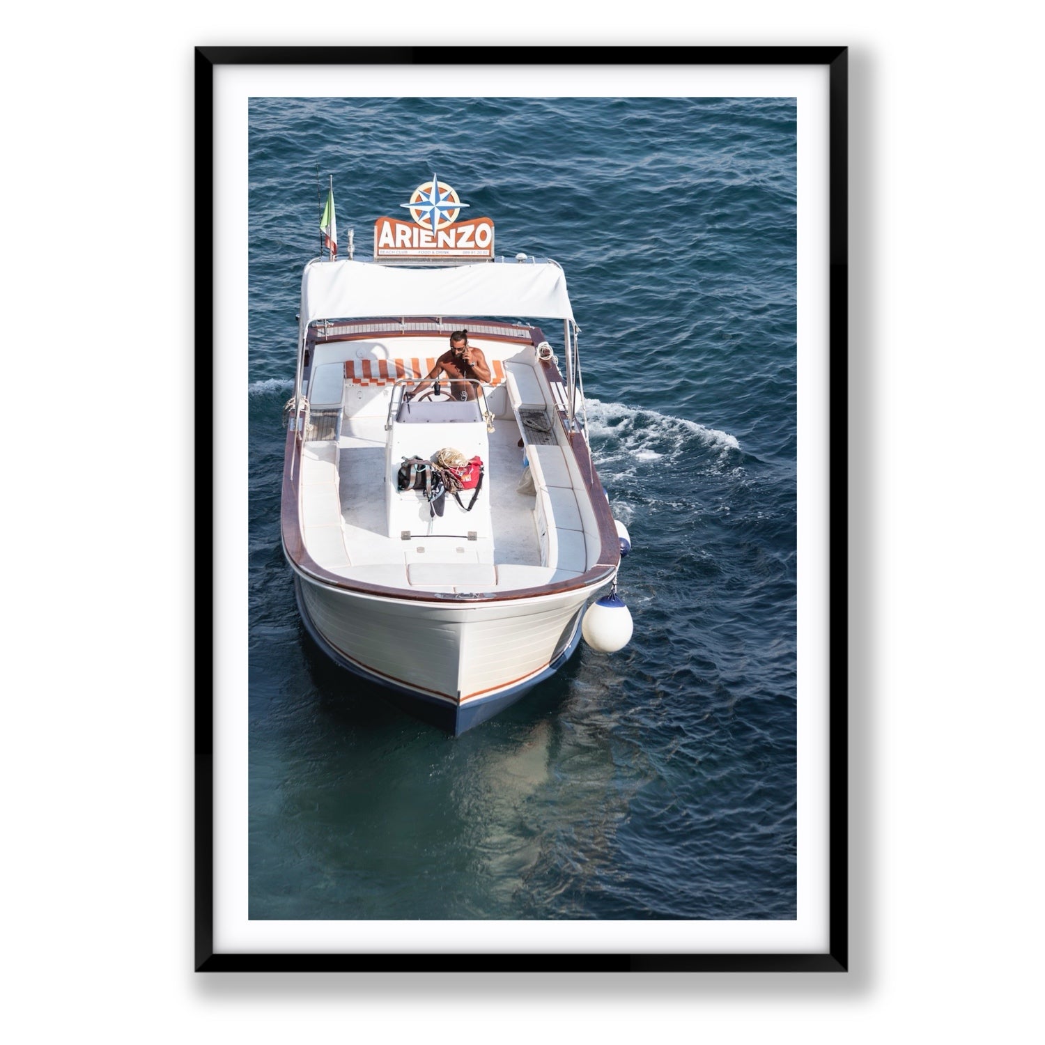 Pilota di Motoscafo fine art print, Positano, Italy, Statement, Black Frame · Matboard, Fine Art Print