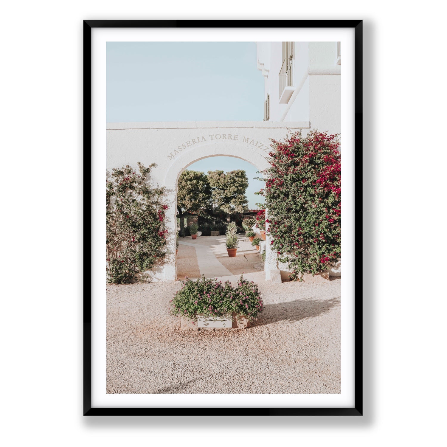 Torre Maizza Puglia Italian wall art Statement fine art print in black frame with matboard